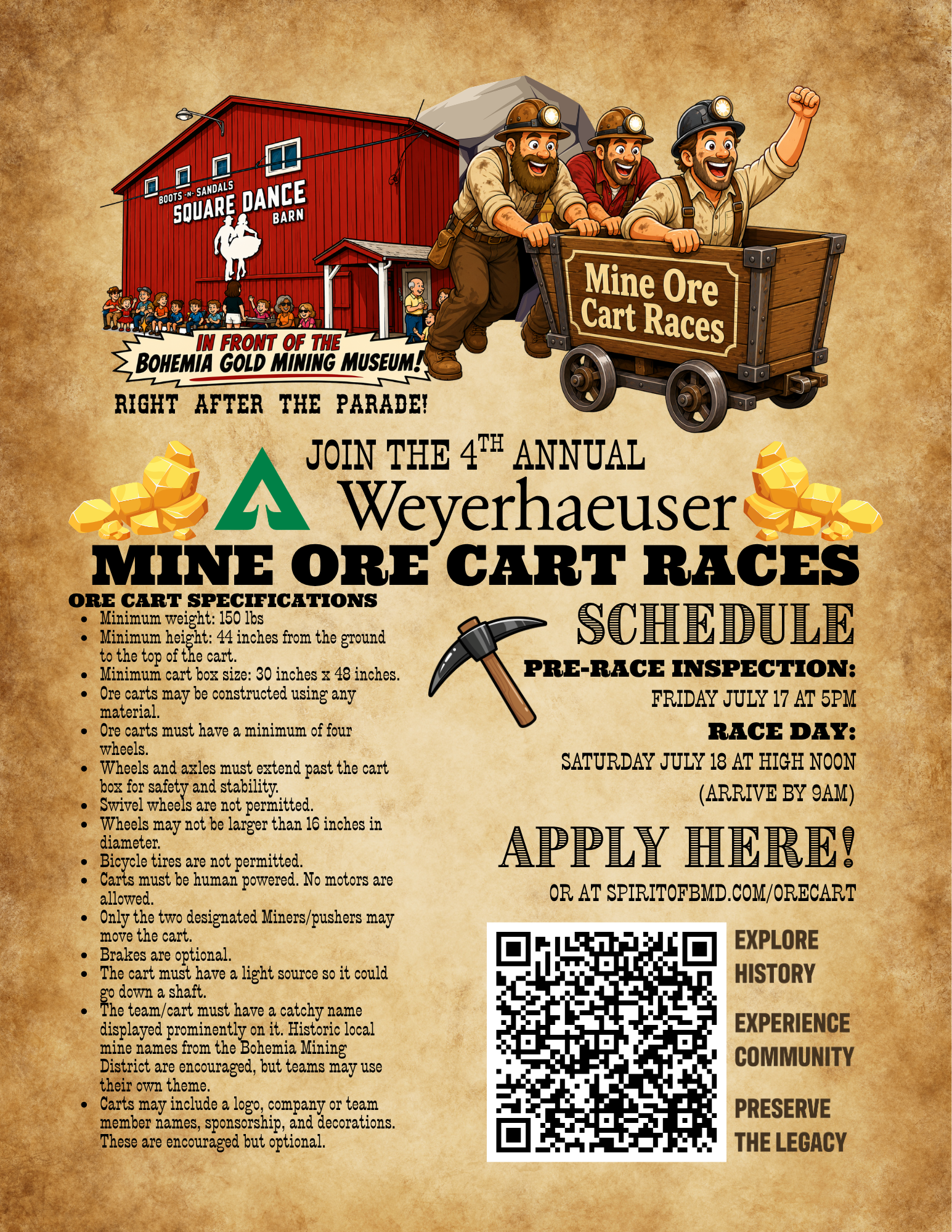 2026 Weyerhaeuser Mine Ore Cart Races flyer