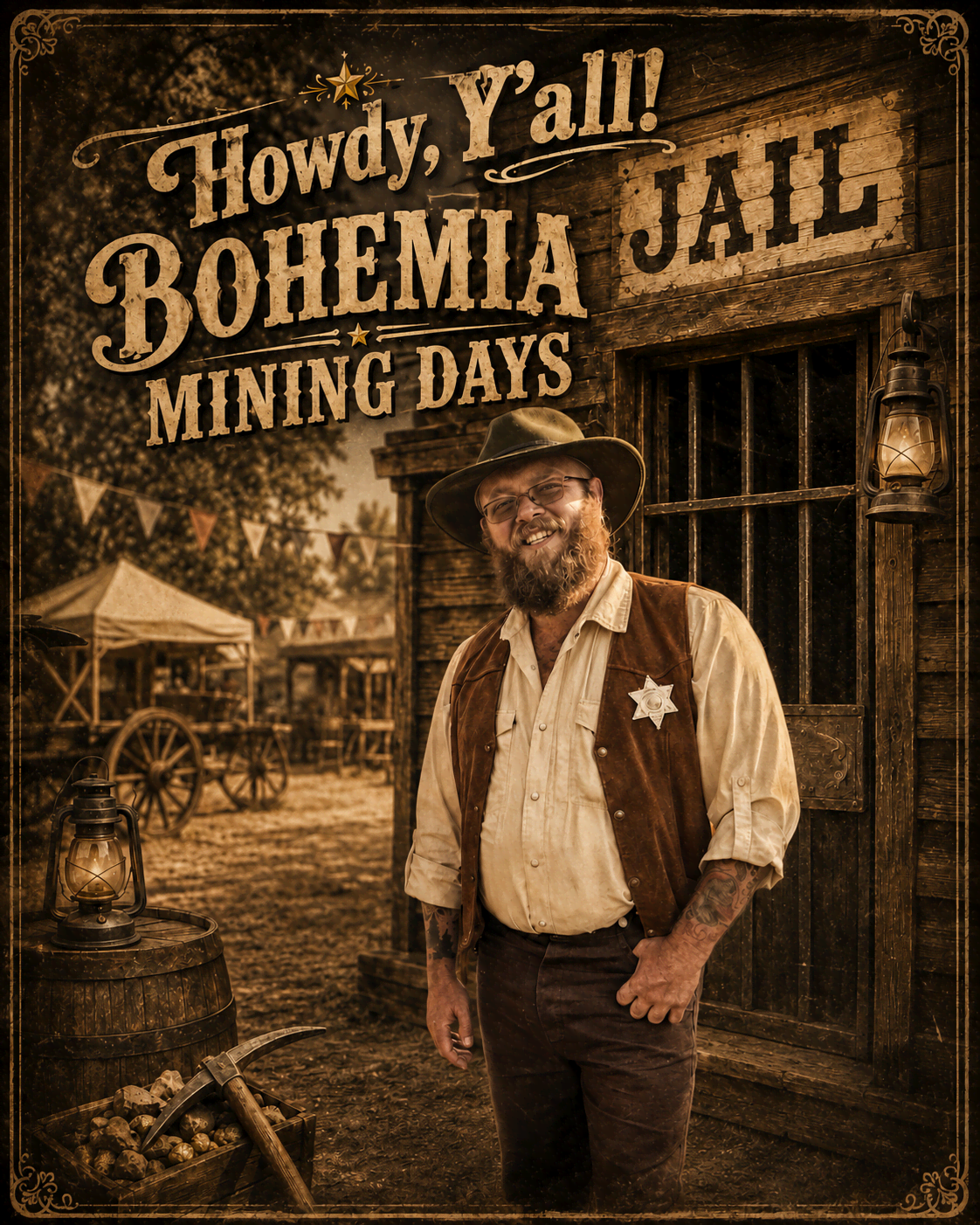Old West Bohemia Jail welcome graphic for Bohemia Mining Days