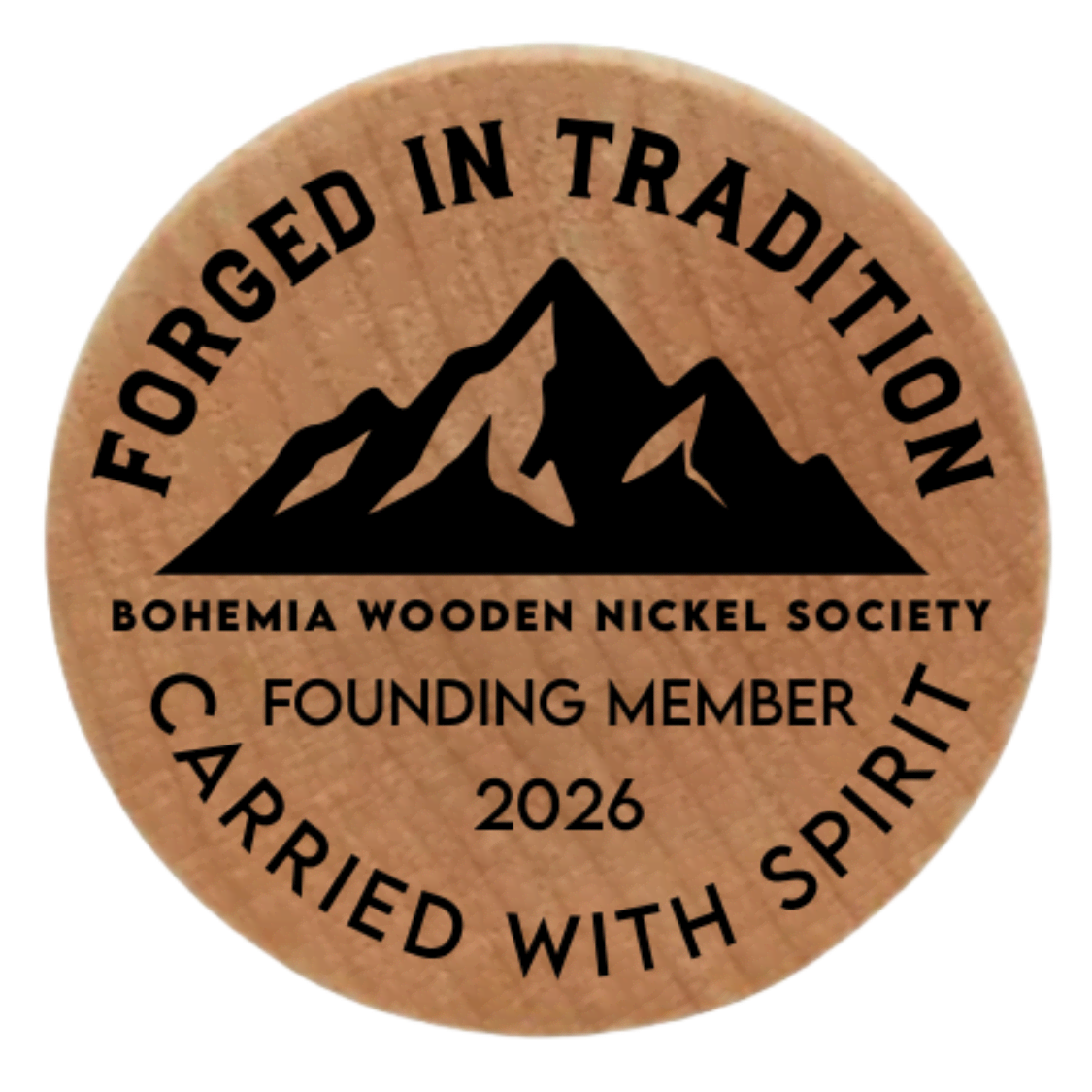 Bohemia Wooden Nickel Society coin
